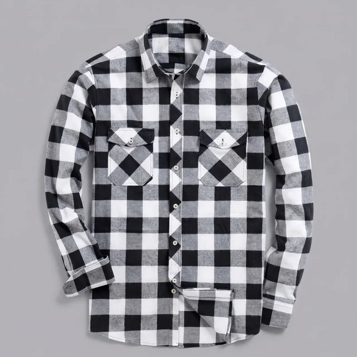 Mens buffalo check flannel shirt, view 1