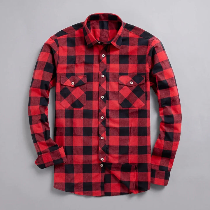 Mens buffalo check flannel shirt, view 2