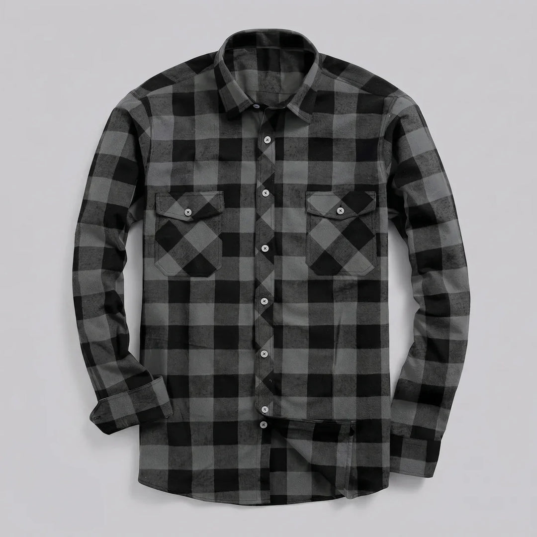 Mens buffalo check flannel shirt, view 4
