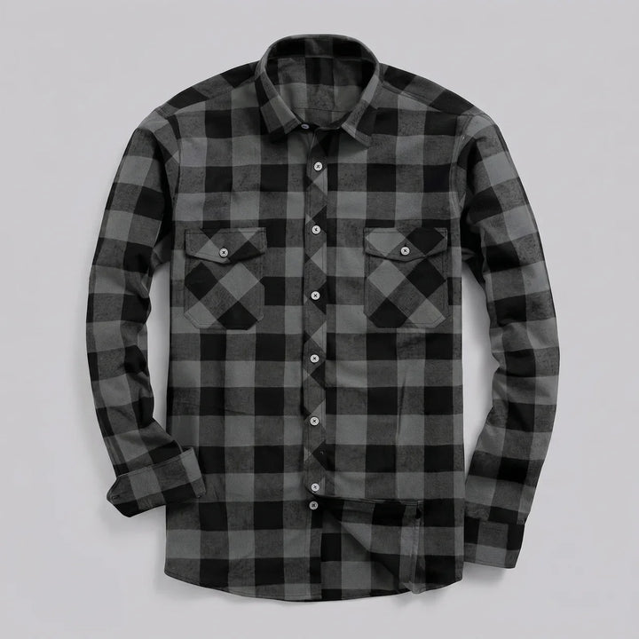 Mens buffalo check flannel shirt, view 4