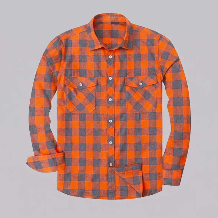 Mens buffalo check flannel shirt, view 3