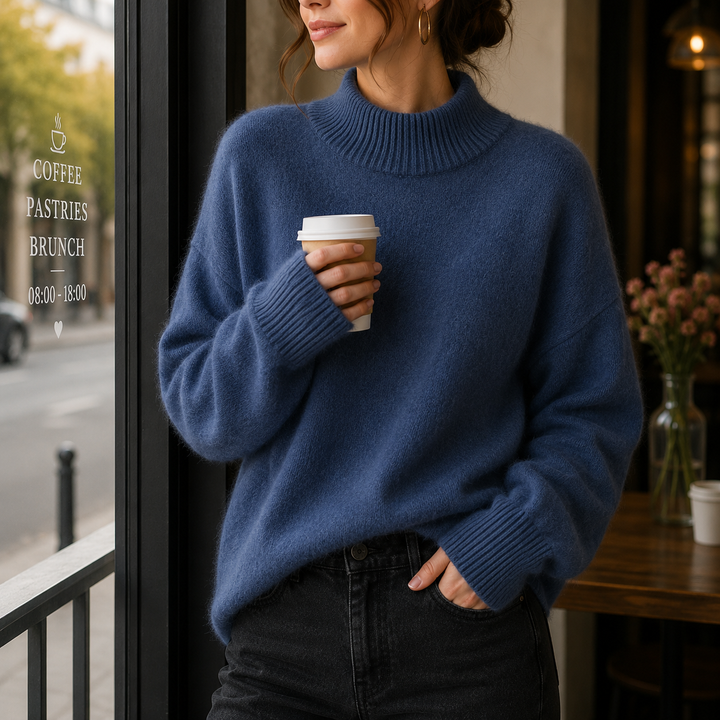 Womens oversized turtleneck sweater, view 3