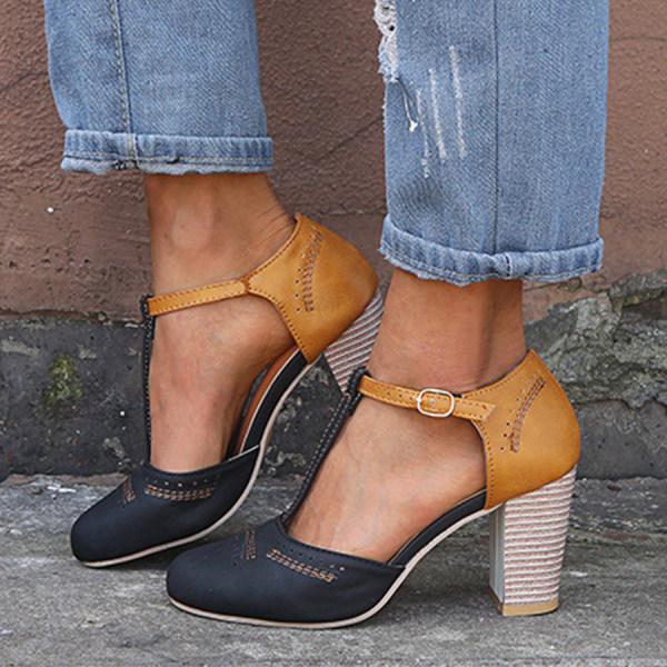 Kennedy | Womens Block Heel T-Bar Buckle Shoes