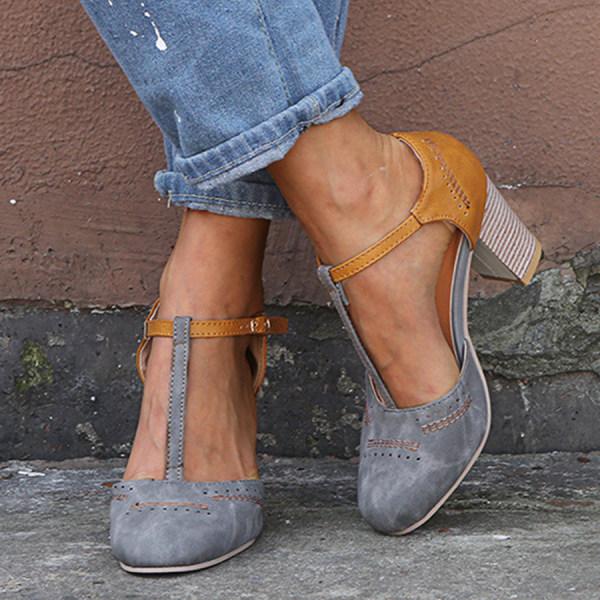 Kennedy | Womens Block Heel T-Bar Buckle Shoes