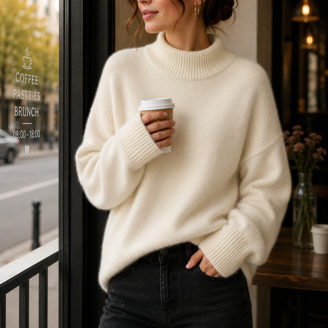 Womens oversized turtleneck sweater, view 4