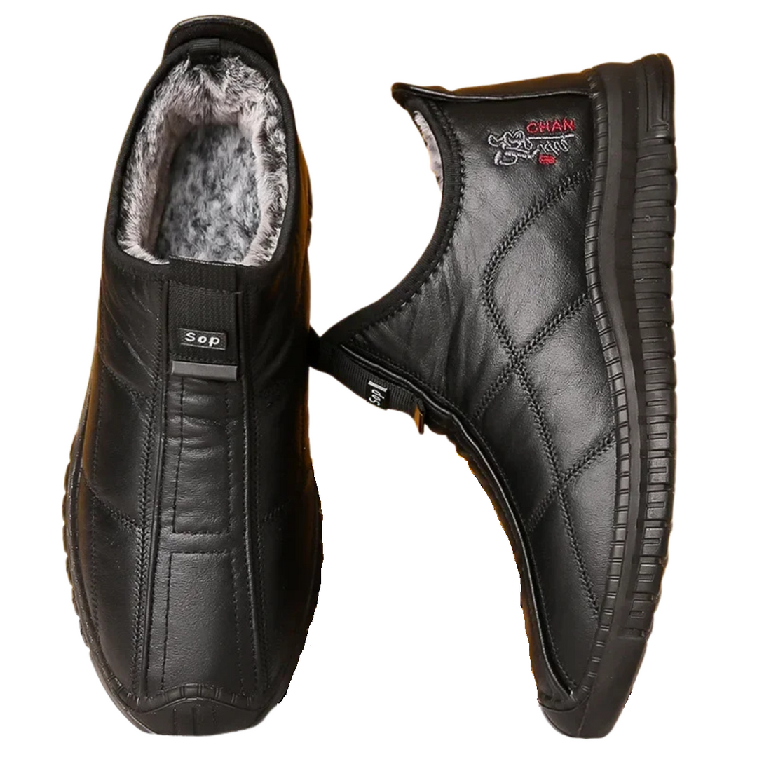 Troy | Mens Leather Fur Lined Quilted Winter Boots
