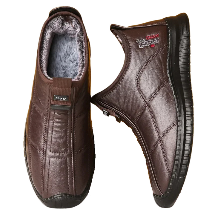 Troy | Mens Leather Fur Lined Quilted Winter Boots