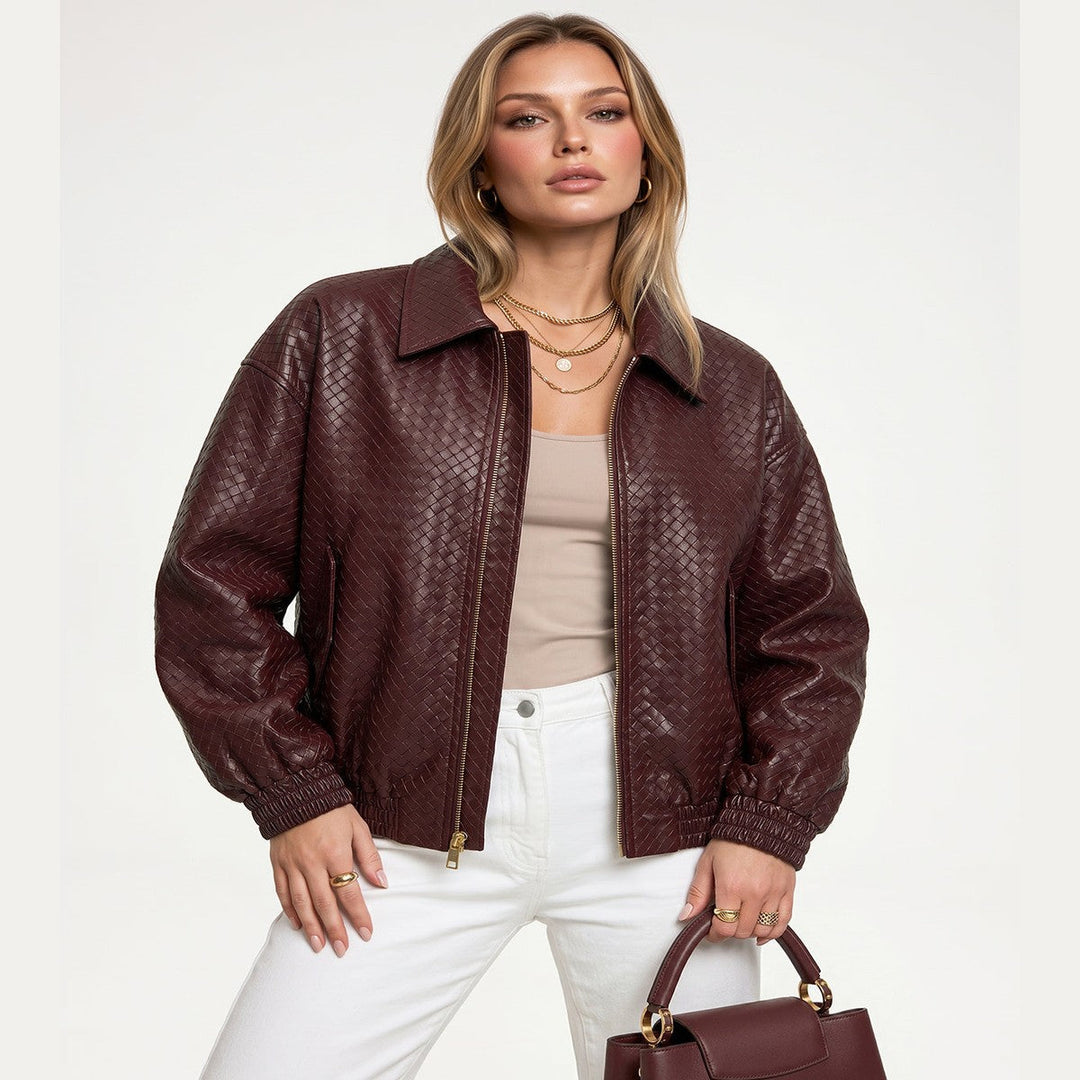 Kara | Womens Oversized Faux Leather Bomber Jacket