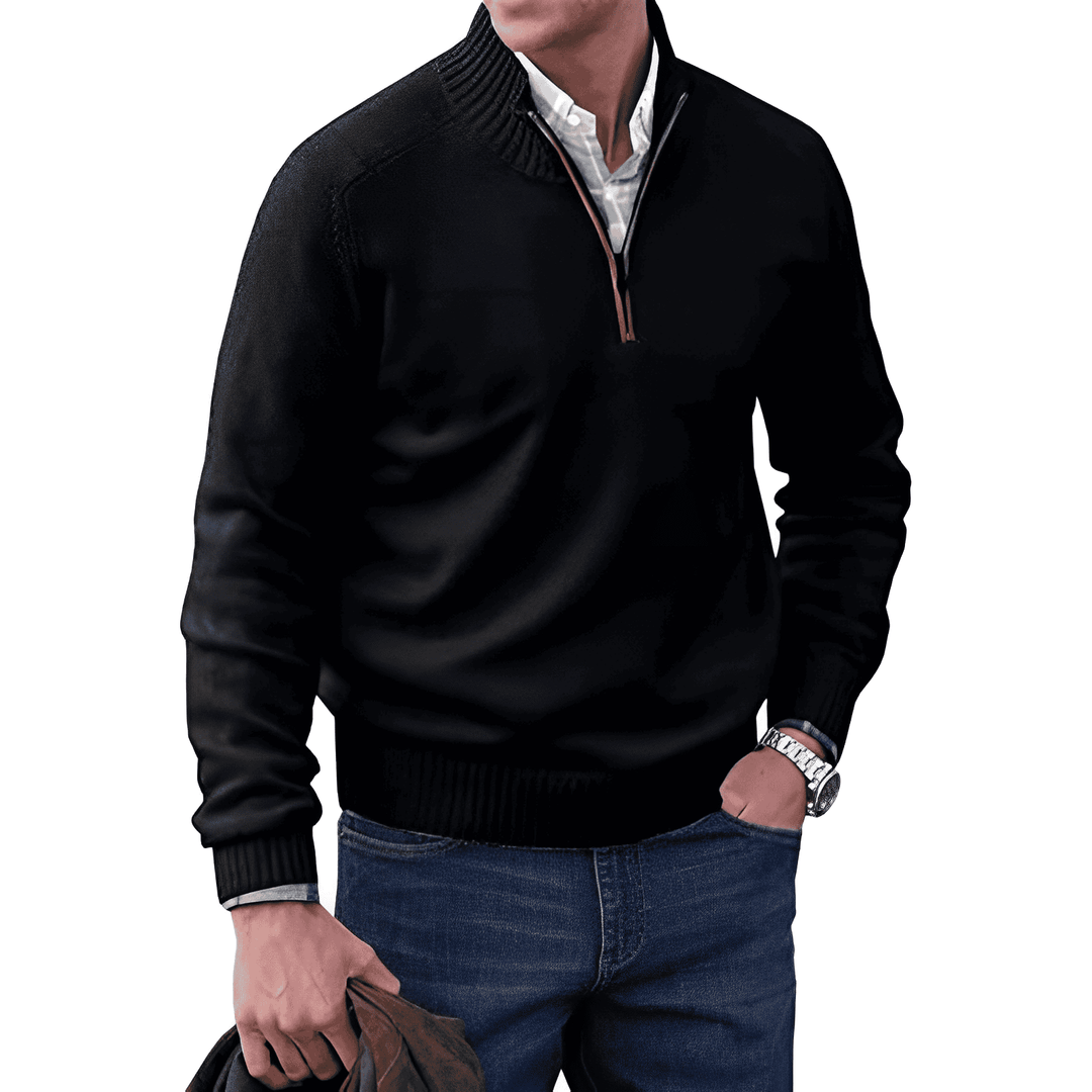 Wyatt | Quarter Zip Sweater Knit Collared Relaxed Fit