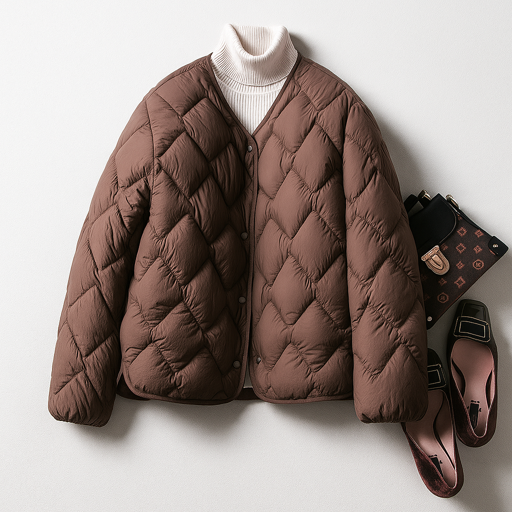 Womens quilted puffer jacket, view 2