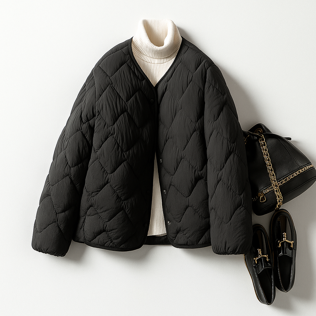 Womens quilted puffer jacket, view 3
