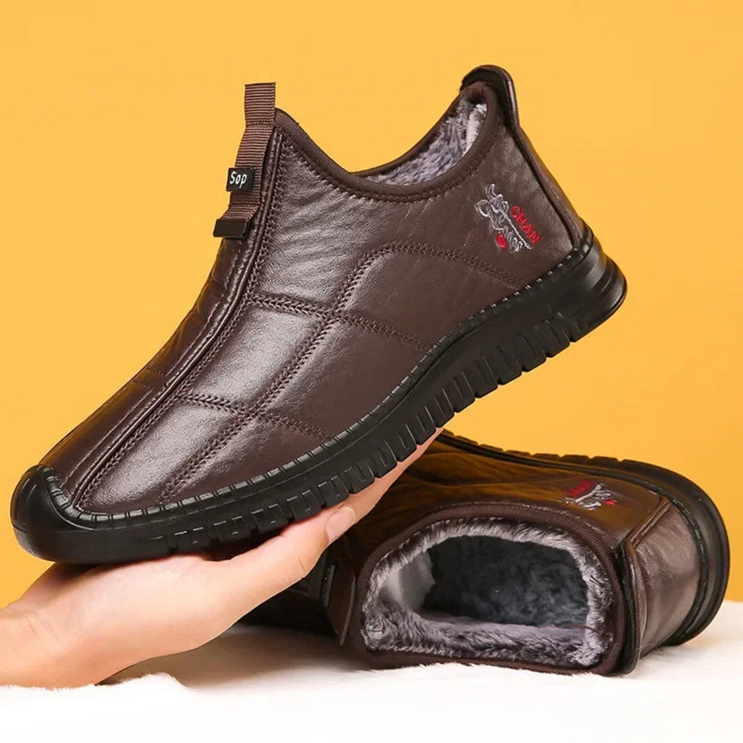 Troy | Mens Leather Fur Lined Quilted Winter Boots