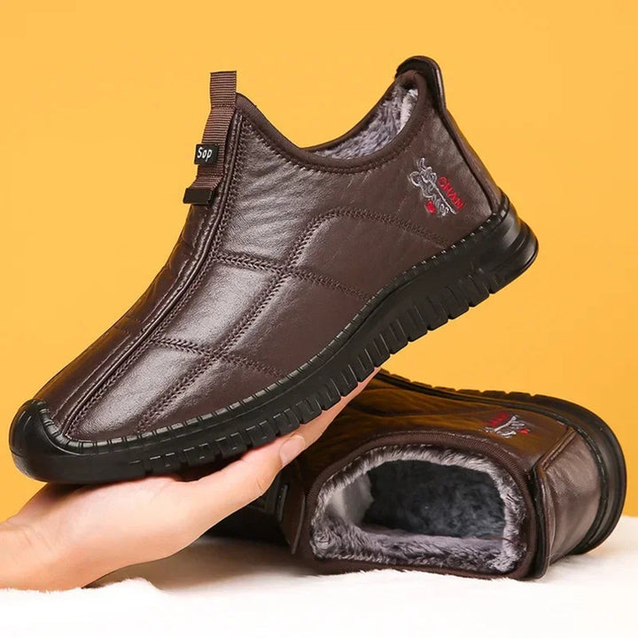Troy | Mens Leather Fur Lined Quilted Winter Boots