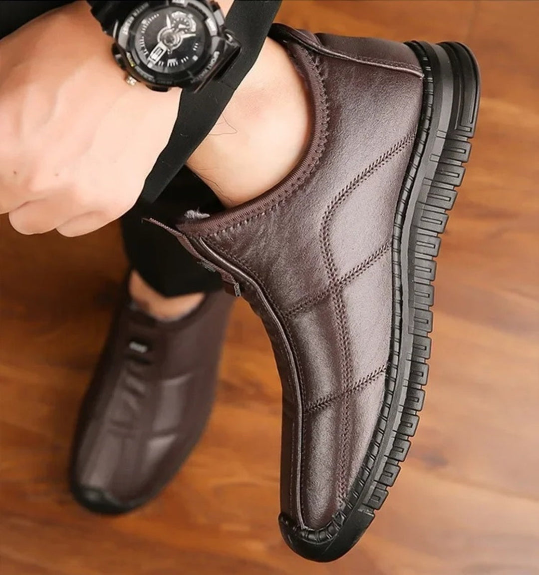 Troy | Mens Leather Fur Lined Quilted Winter Boots