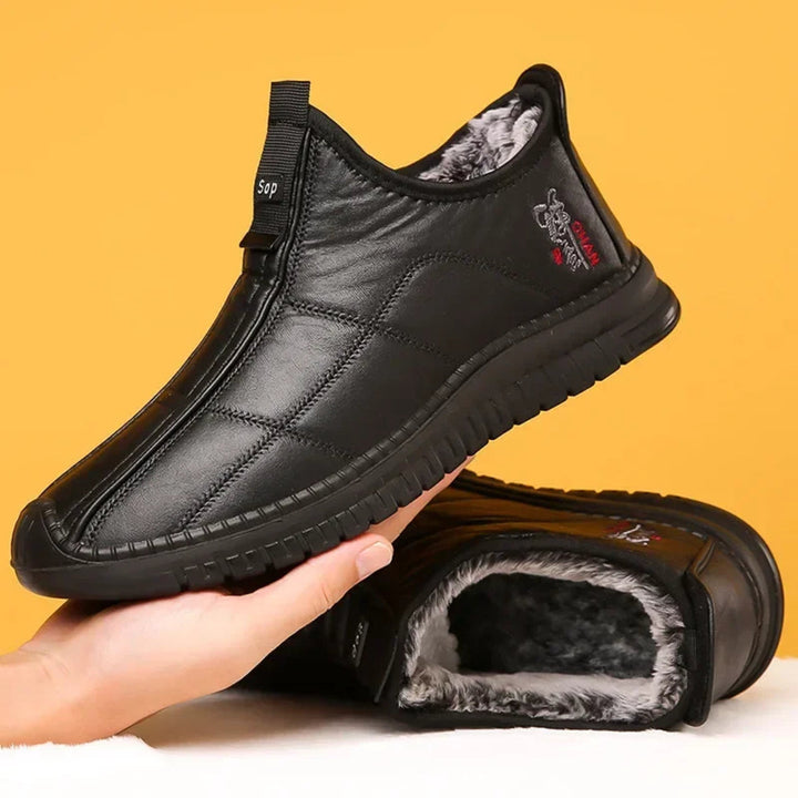 Troy | Mens Leather Fur Lined Quilted Winter Boots