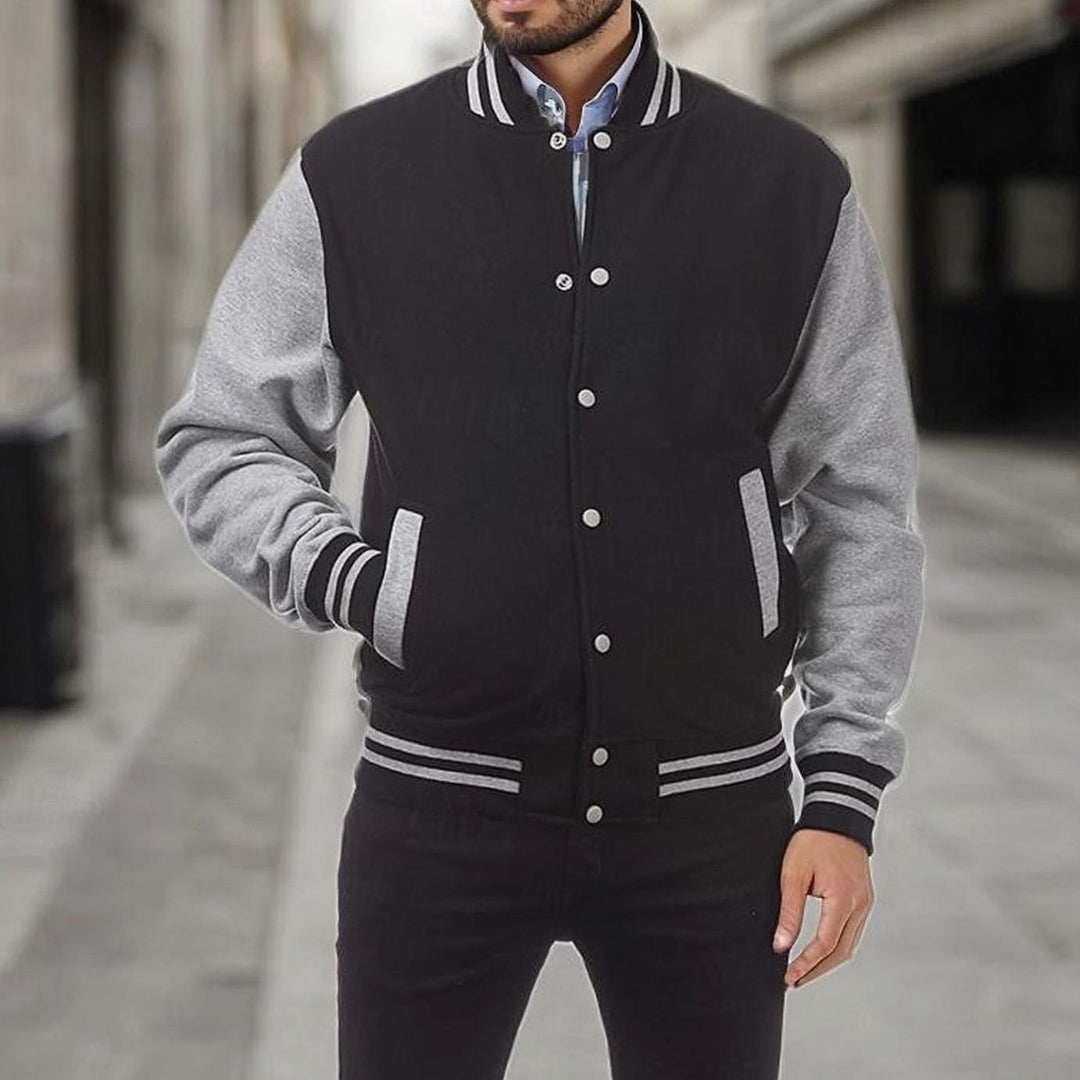 Chad | Varsity Jacket Mens Striped Collar Button