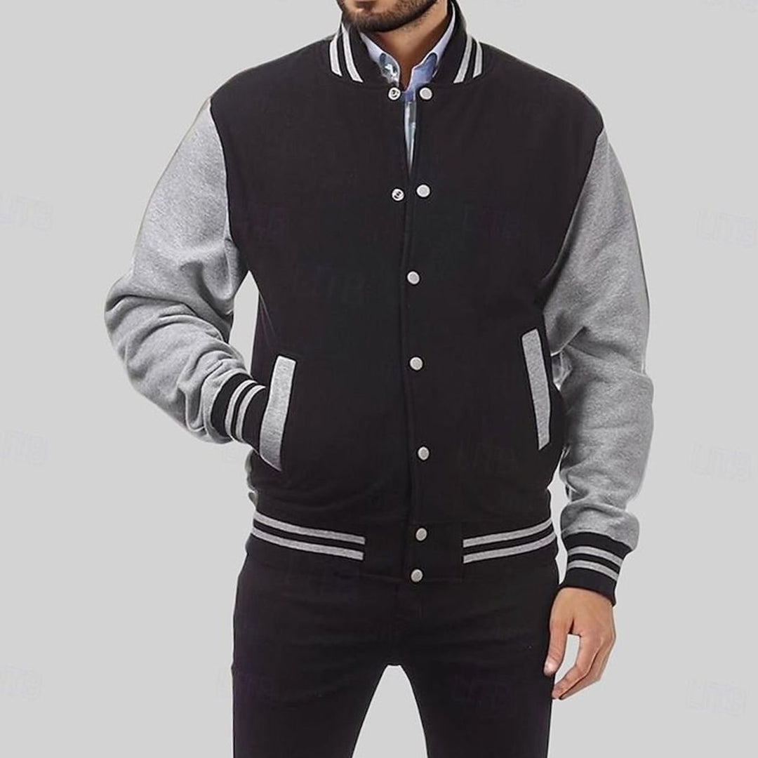 Chad | Varsity Jacket Mens Striped Collar Button