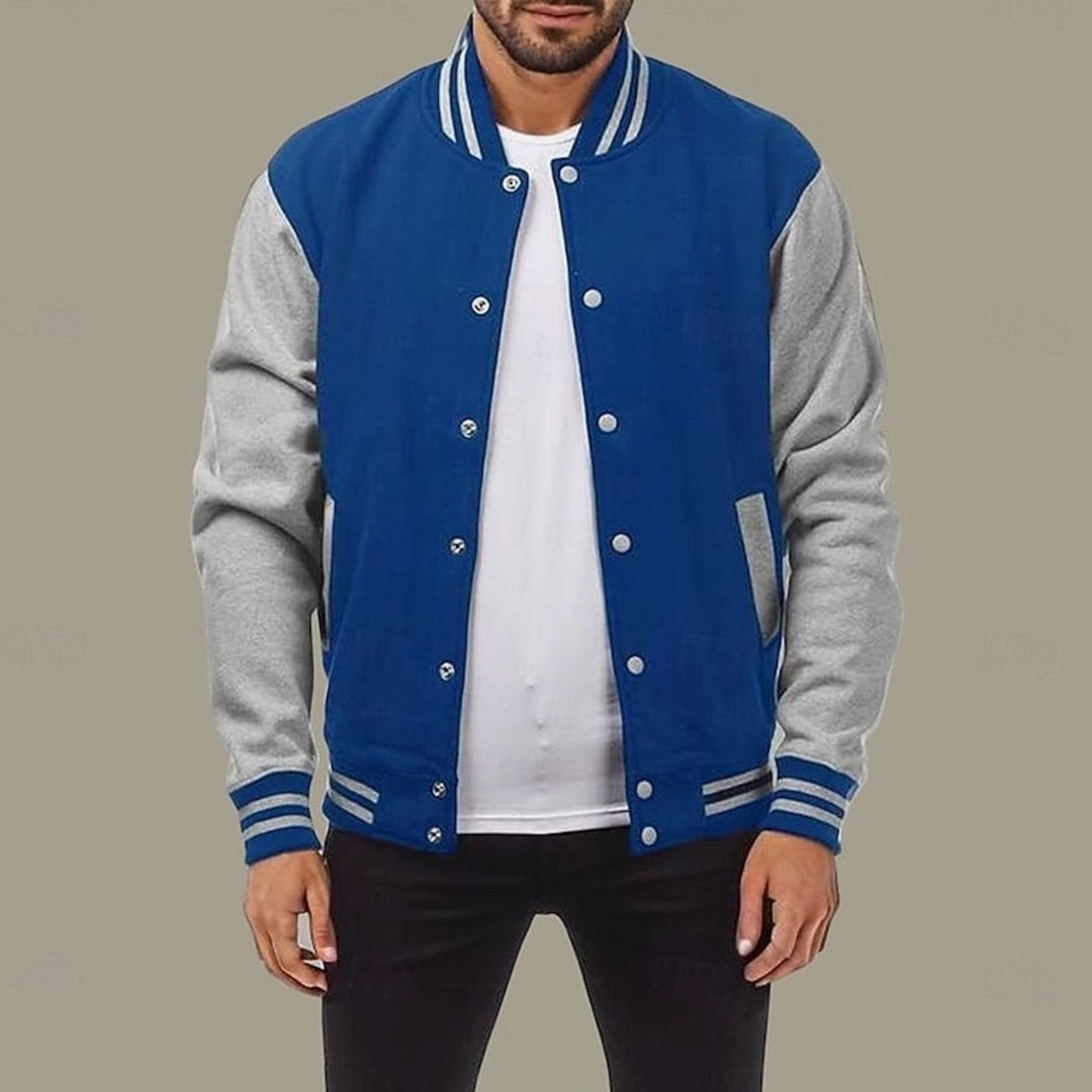 Chad | Varsity Jacket Mens Striped Collar Button
