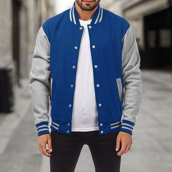 Chad | Varsity Jacket Mens Striped Collar Button