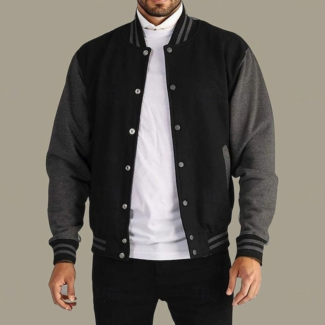 Chad | Varsity Jacket Mens Striped Collar Button