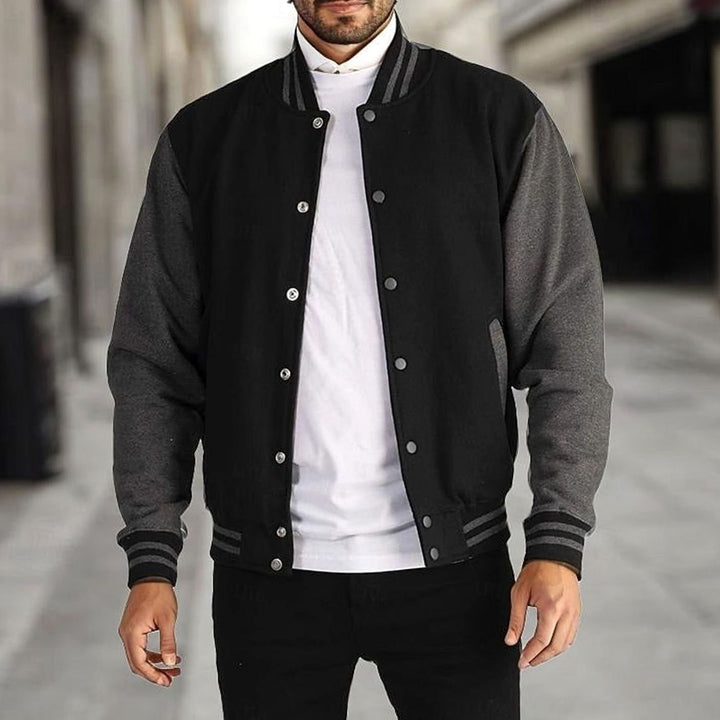 Chad | Varsity Jacket Mens Striped Collar Button