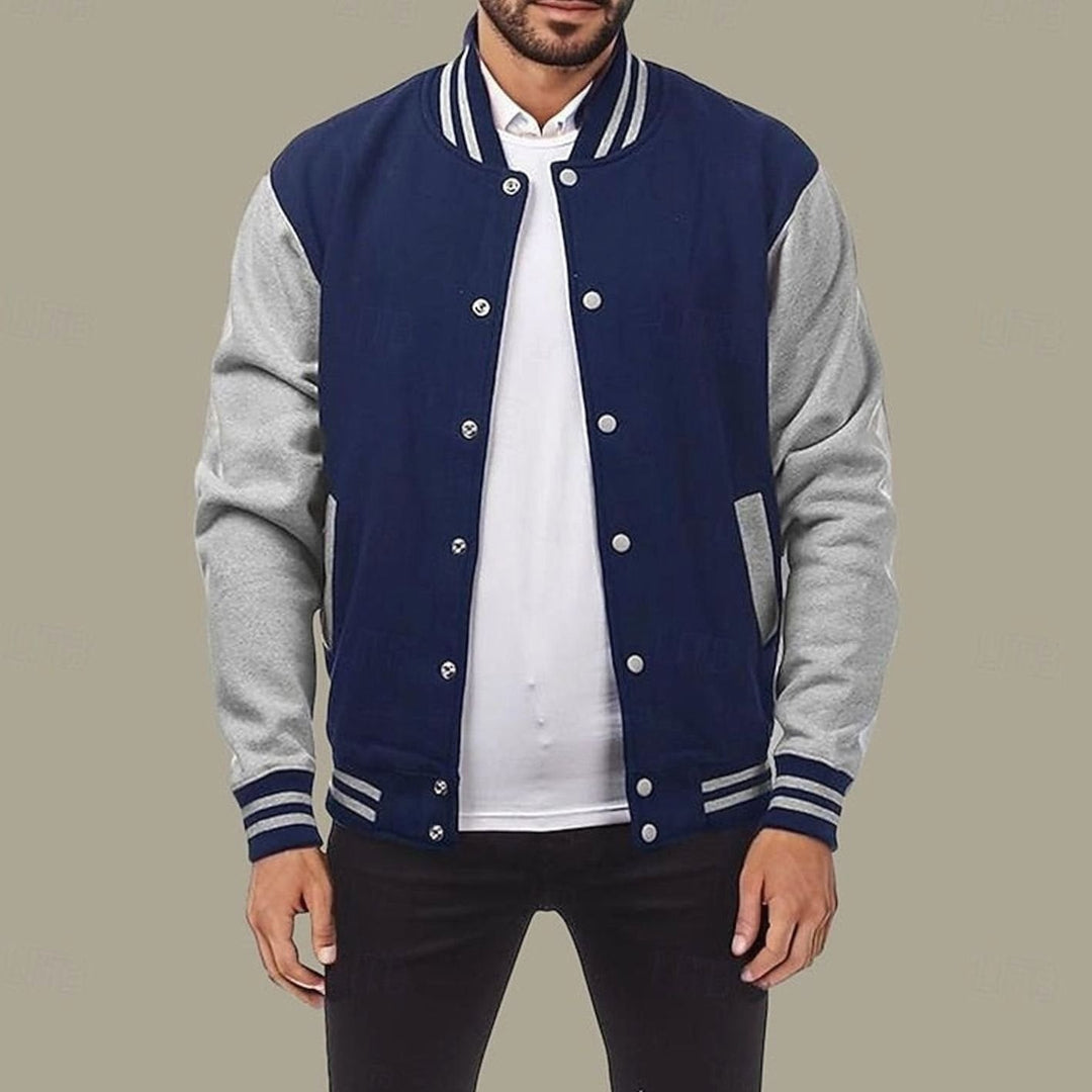 Chad | Varsity Jacket Mens Striped Collar Button