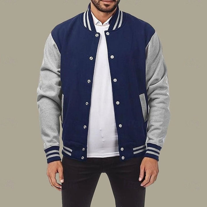 Chad | Varsity Jacket Mens Striped Collar Button
