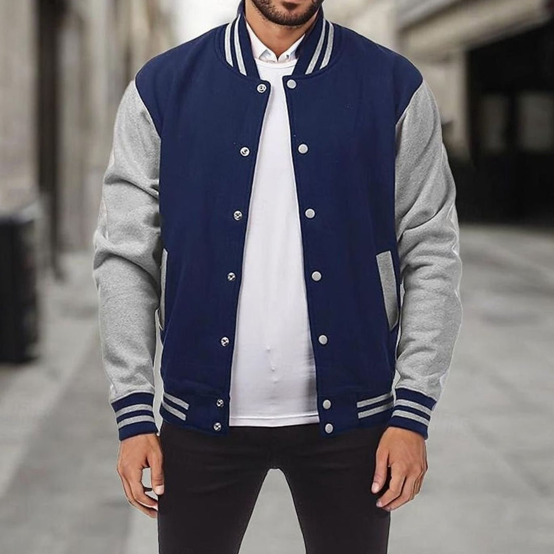 Chad | Varsity Jacket Mens Striped Collar Button