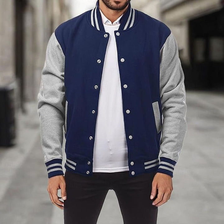 Chad | Varsity Jacket Mens Striped Collar Button