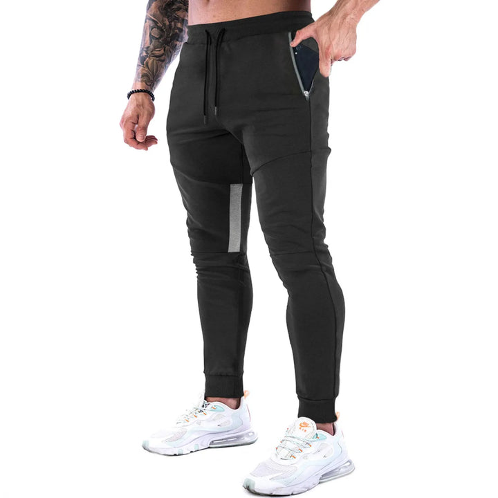 Mens slim fit tapered sweatpants joggers, view 2