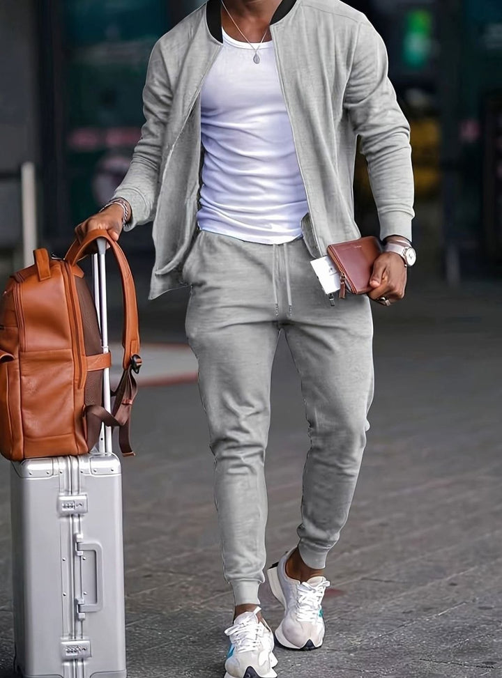Adam | Mens Bomber Jacket Relaxed Zip Ribbed