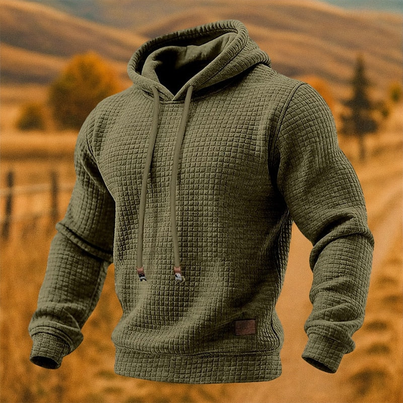Frank mens waffle knit pullover hoodie