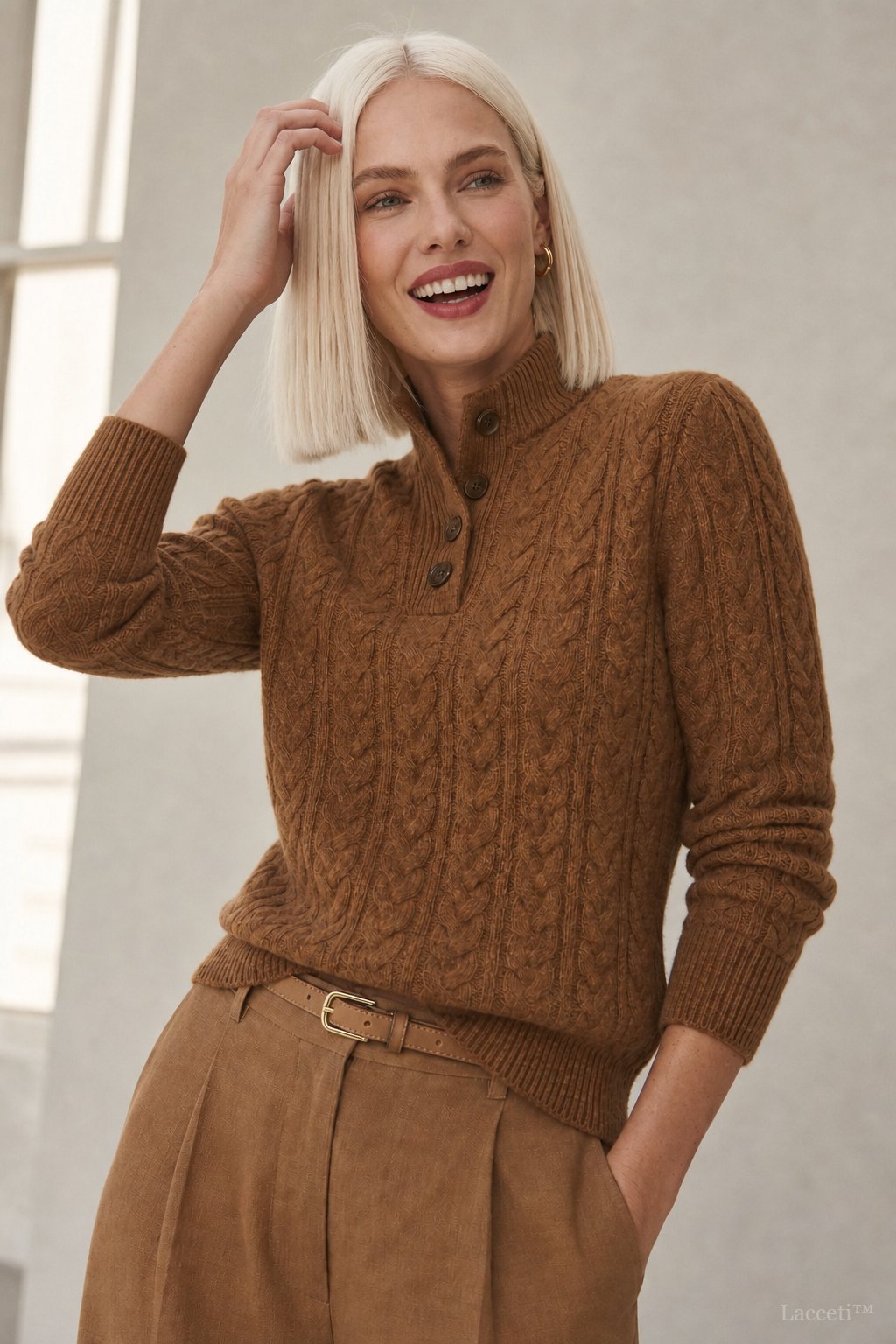 Jade cable knit button sweater
