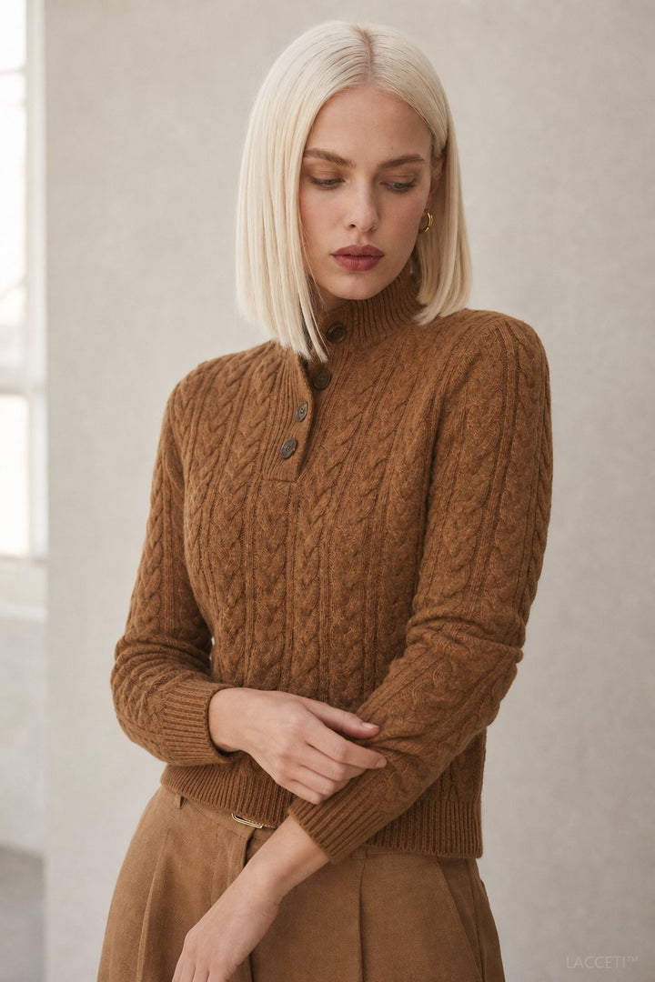 Jade cable knit button sweater