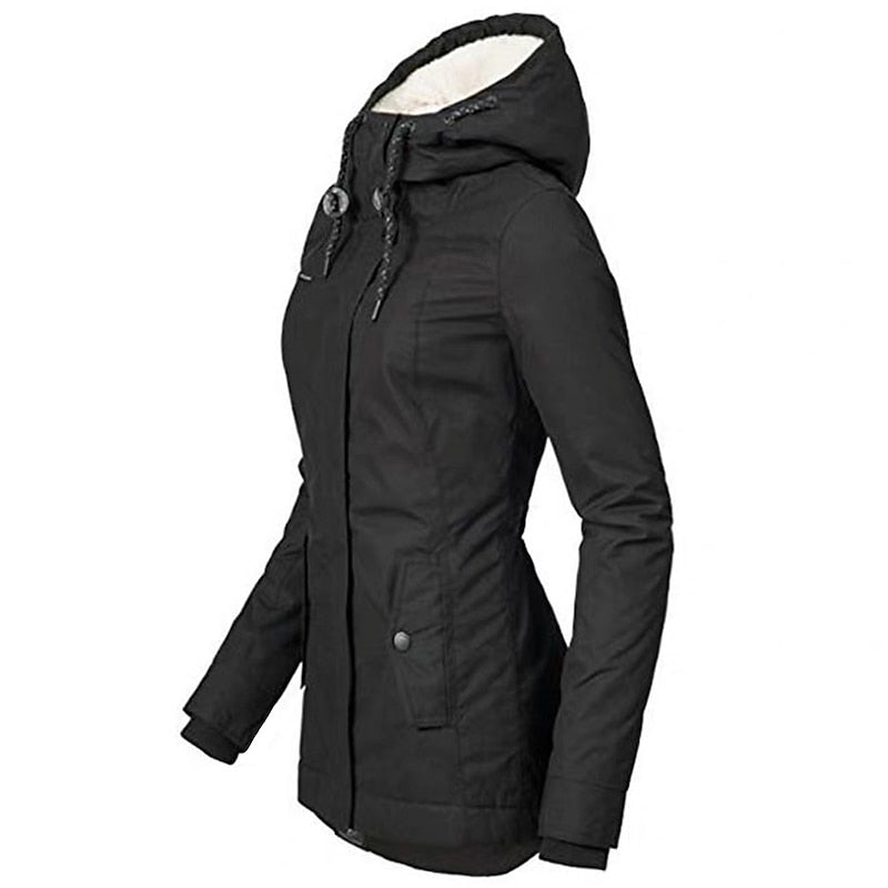 Holly | Zip Hooded Faux Fur Lined Jacket