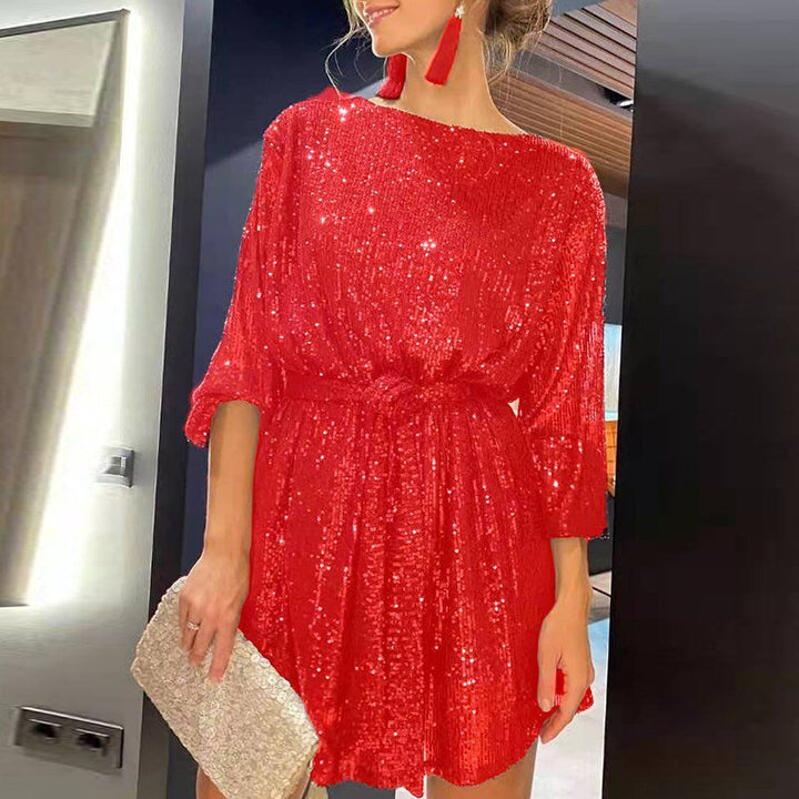 Paige womens sequin off-shoulder mini dress