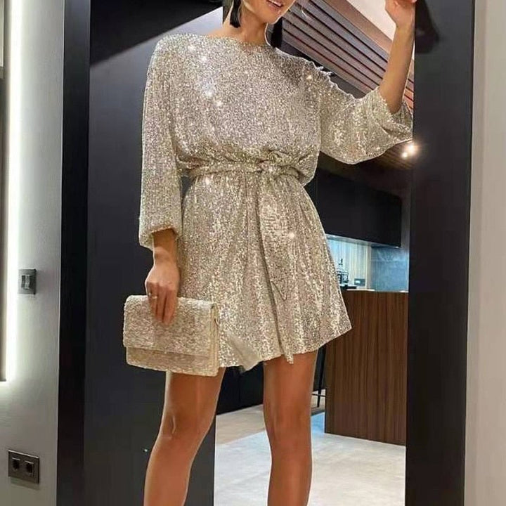 Paige womens sequin off-shoulder mini dress