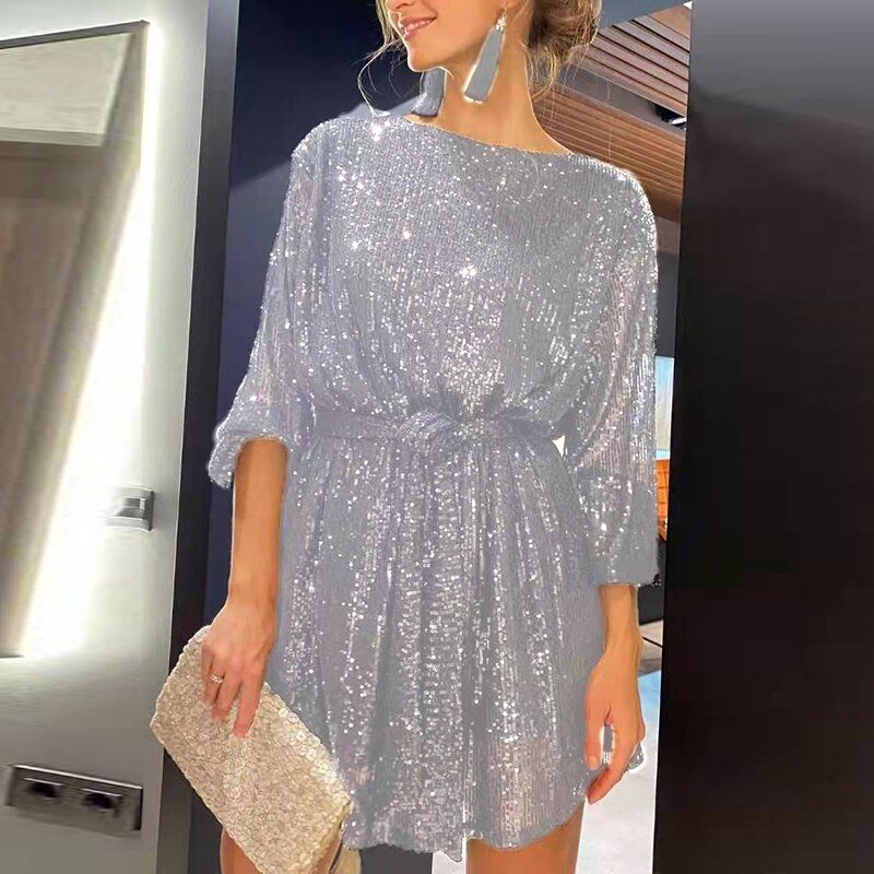 Paige womens sequin off-shoulder mini dress