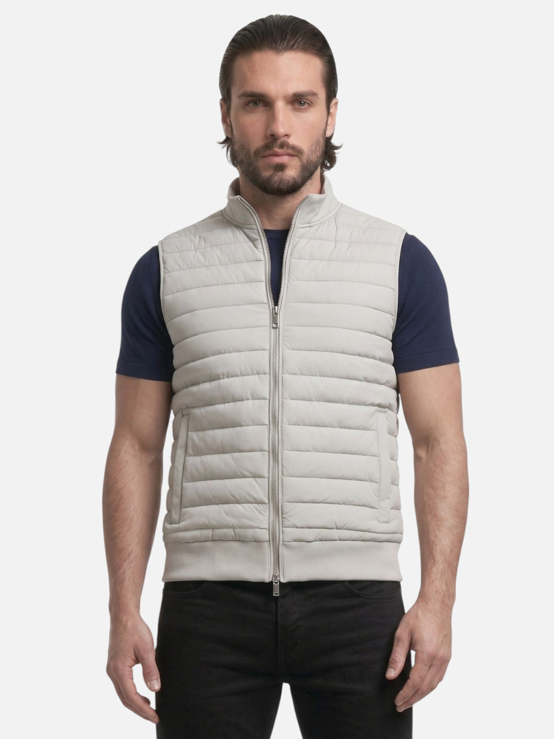 Mens quilted puffer vest zip-up, view 1
