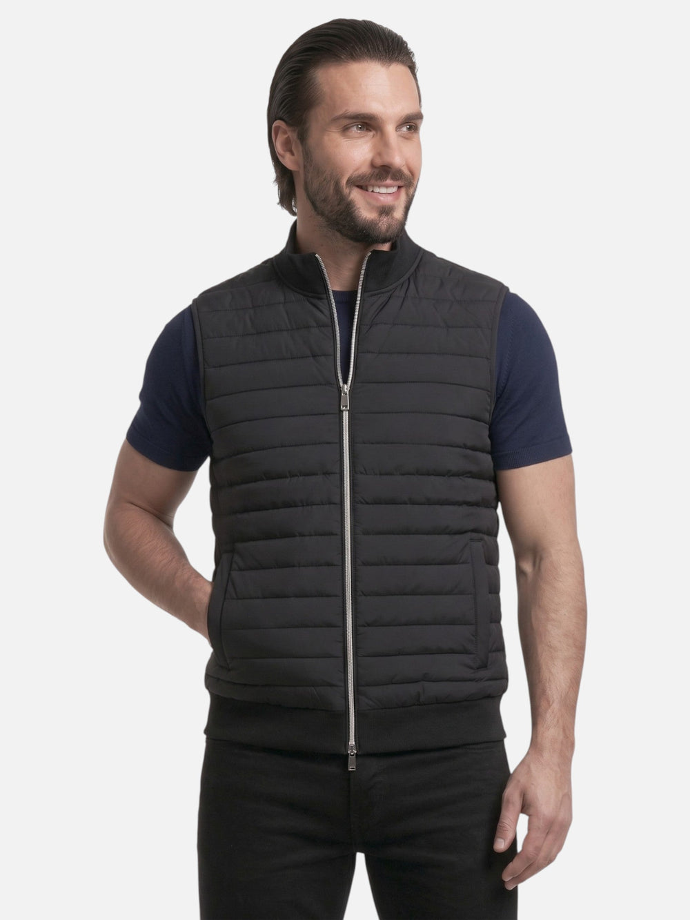 Mens quilted puffer vest zip-up, view 2