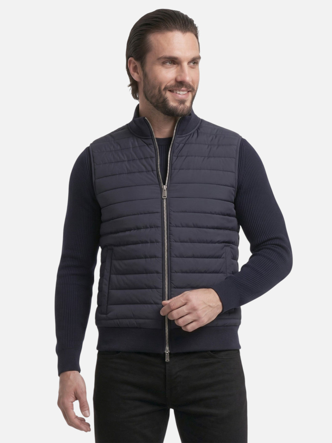 Mens quilted puffer vest zip-up, view 3