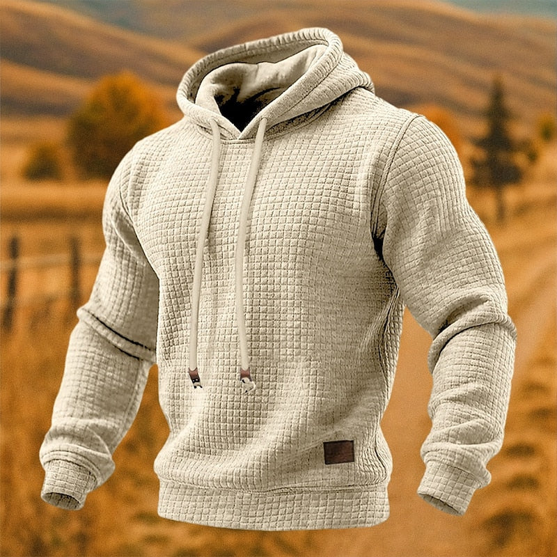 Frank mens waffle knit pullover hoodie