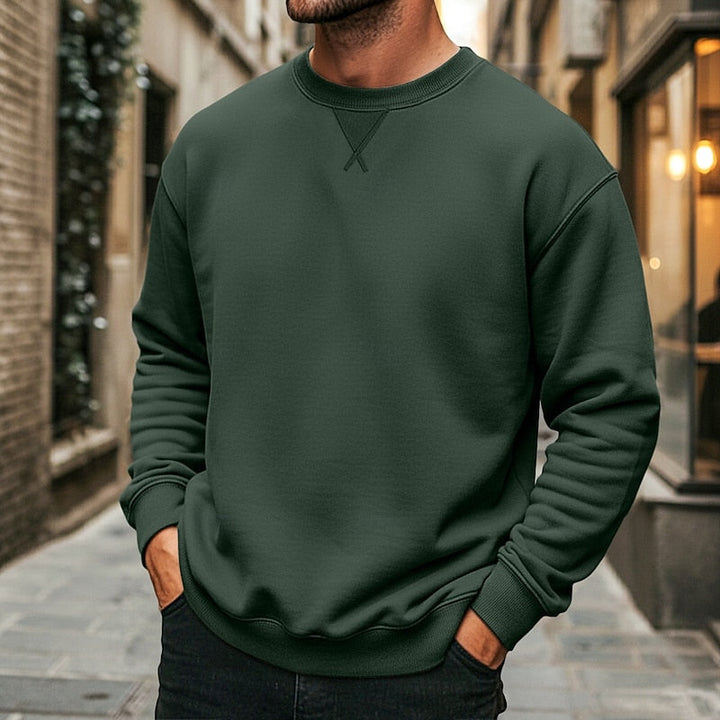Mens classic crew neck sweatshirt in olive green