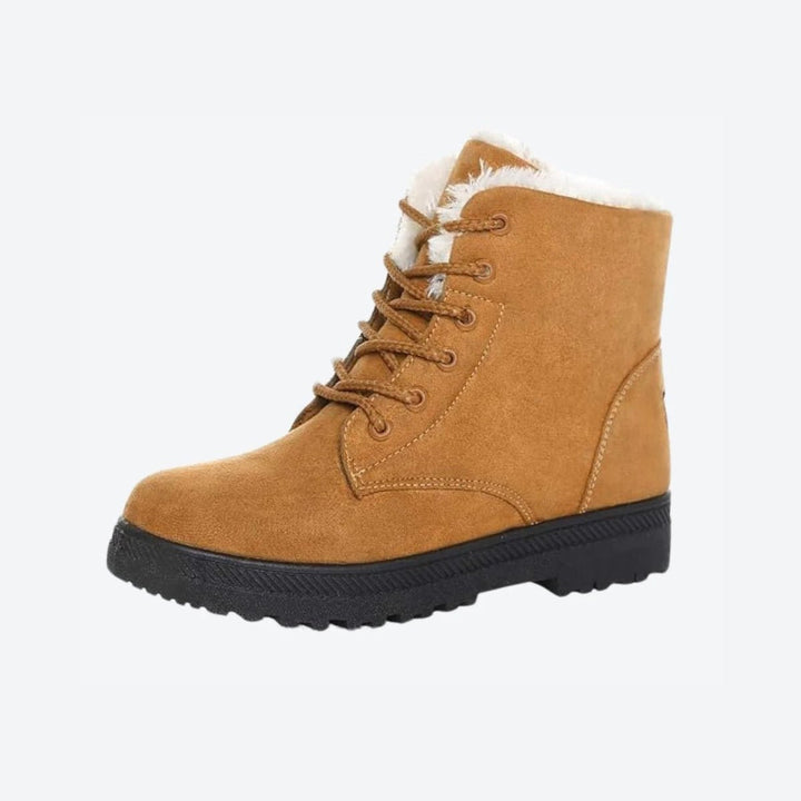 Womens lace-up faux fur snow boots, view 3