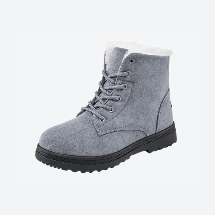 Womens lace-up faux fur snow boots, view 2