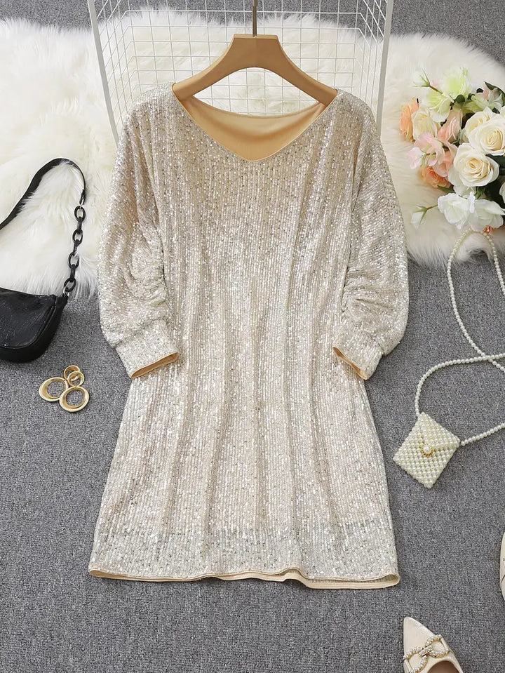 Heidi womens sequin off-shoulder mini dress