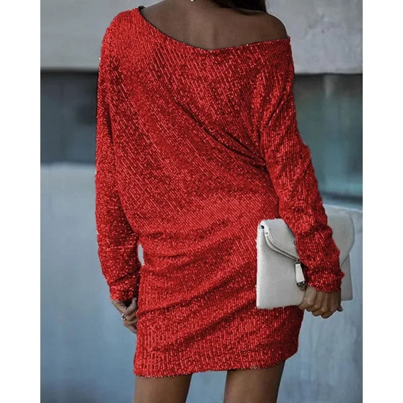 Heidi womens sequin off-shoulder mini dress