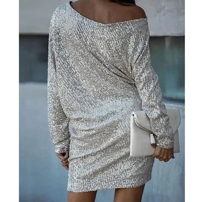 Heidi womens sequin off-shoulder mini dress