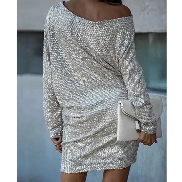 Heidi womens sequin off-shoulder mini dress