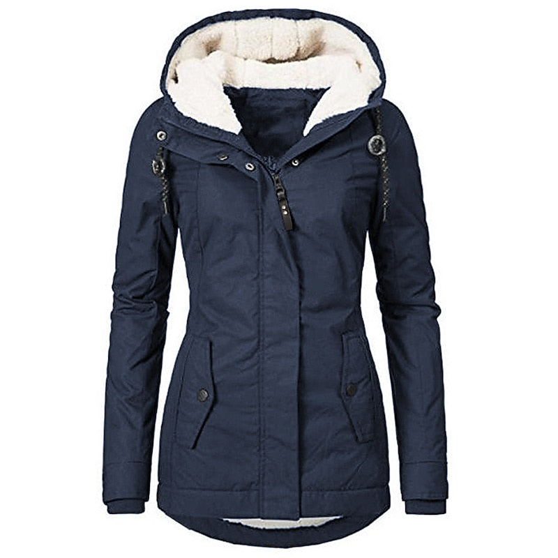 Holly | Zip Hooded Faux Fur Lined Jacket
